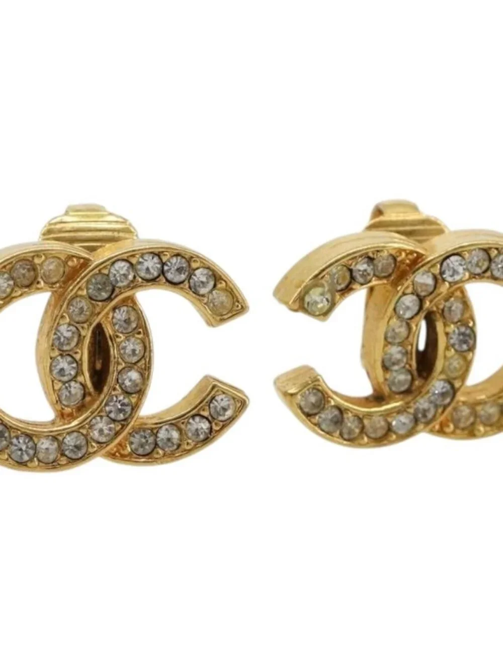 CHANEL Earring metal Gold Tone CC Auth 183505